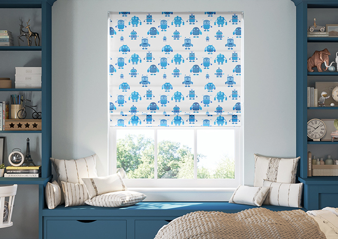 Robo Town, Bot Blue - Roman Blind - Image 3